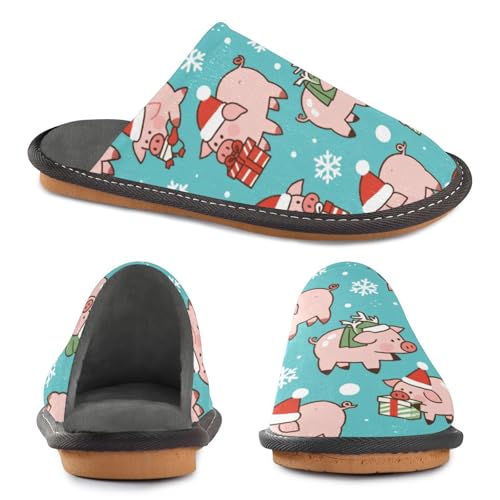 Slippers for Women Christmas Pigs Cute Soft Fuzzy Women's Slippers Indoor and Outdoor Shoes2