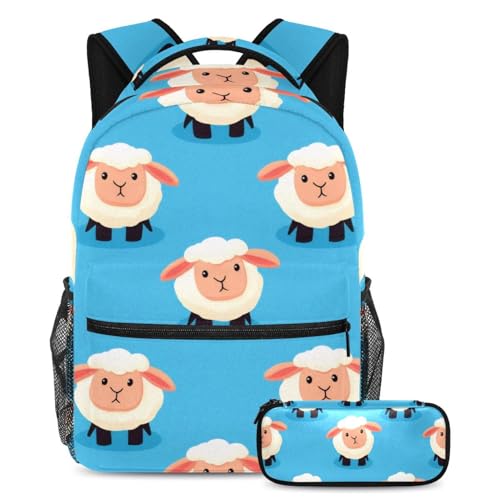 Sac à dos grande capacité multicolore avec trousse pour adolescents et étudiants