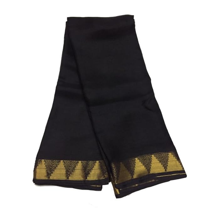 Charkha Silk Women's Kota Doriya Temple Border Saree with Blouse Piece