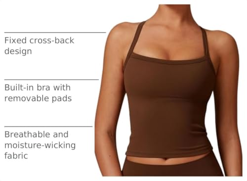Image of QBGJTD Workout Tank Tops Women Built in Bra Longline Sports Bras