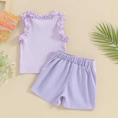 Madjtlqy Toddler Baby Girl Outfit Solid Color Tops and Shorts Set Infant Summer Clothes 6 12 18 24 Months 2t 3t 4t2