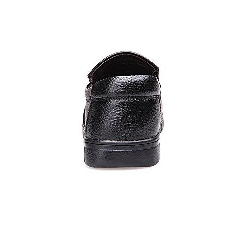 Classic Men's Shoes Genuine Leather Slip-on Flat Soft Sole Loafer (Perforation Optional)(Black,10 M US)3