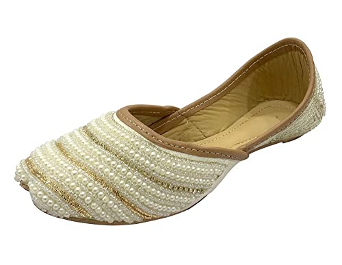Punjabi Jutti for Girls Mojaris Toddler/Little Kid/Big Kid Formal Beaded Ballerina Flat Slip on Juti Girls Dress Party Shoes