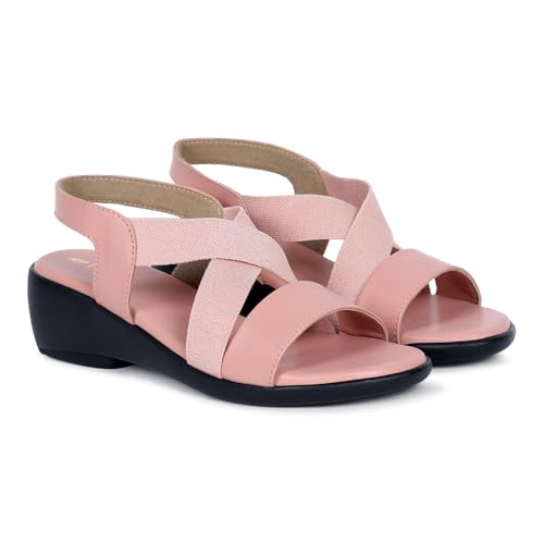 Image of TRASE Women's Fashion Sandals | Faux Leather Comfortable and Stylish Wedge | For Casual Wear & Formal Wear Occasions 2 inches heel for Women & Girls