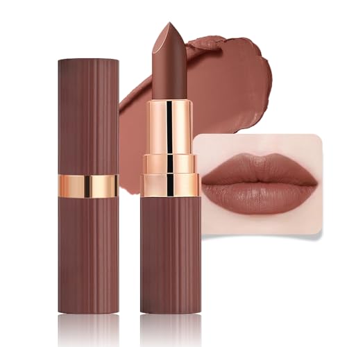 Warm Brown Nude Lip Stick,Matte Cream Lipstick Set for Women,Long...