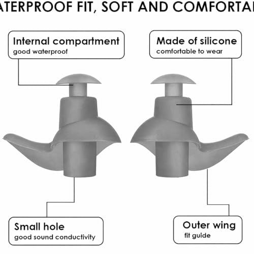 Image of Silicone Swimming Waterproof Soft Ear Plugs Reusable Anti-Noise Dust-Proof Water Diving Sports Earplugs Grey One Size