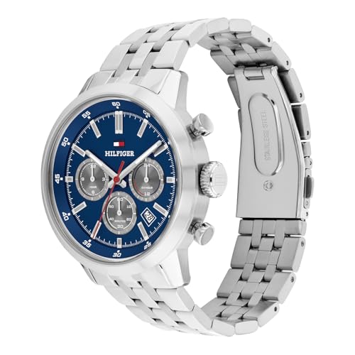 Image of Tommy Hilfiger Kent with Blue Dial Silver Stainless Steel Strap Watch for Men - TH1710753