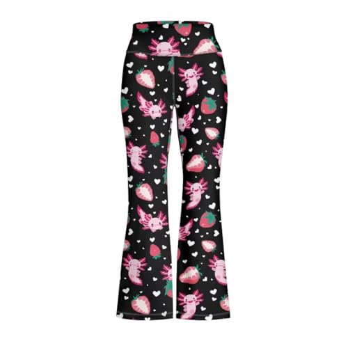Axolotls Girls Flare Leggings 9-10 Code Cute Girls Bell Bottom Pants for Camping High Waisted Yoga Pants for School Skin-Friendly Athletic Legging for Bike Gift for Daughter