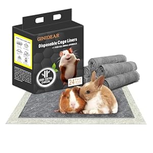 GINIDEAR Guinea Pig Bedding, Disposable Guinea Pig Cage Liners, Odor Controlling Absorbent Waterproof Pee Pads for Guinea Pigs , Rabbits, Hamster and Other Small Animals. 18”x24”,24 Count