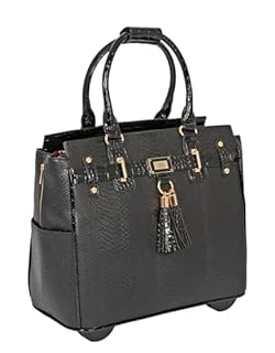 JKM & Company Rolling Laptop Bag for Women | Designer Wheeled Briefcase | Fits 13-17" Laptops | Office Travel Computer Case (Barrington)
