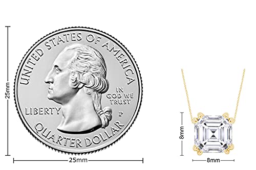 AFFY Asscher Cut White Cubic Zirconia Asscher Frame Solitaire Pendant Necklace In 14k Gold Plated 925 Sterling Silver Jewelry Gift For Women With 18" Chain4