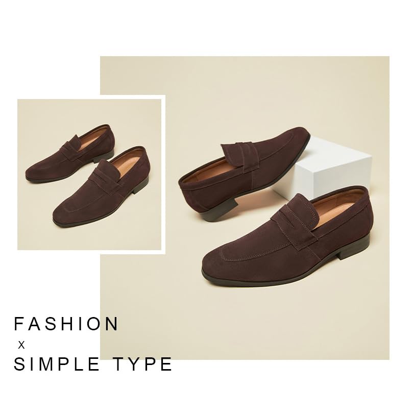 Men's Suede Penny Loafers Shoes Comfort Slip-Ons Classic Dress Shoes for Business Driving Formal Events Summer4