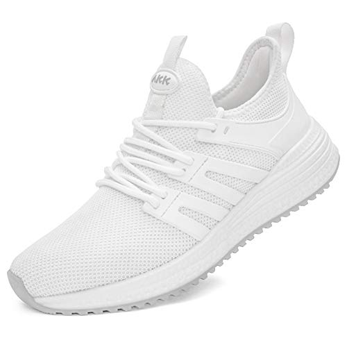 Akk Running Shoes for Women White Tennis Sneakers Breathable Mesh Memory Foam Lightweight Nursing Work Slip on Cool Athletic Gym Work Out Comfy Casual Shoes White US 8/EU 39