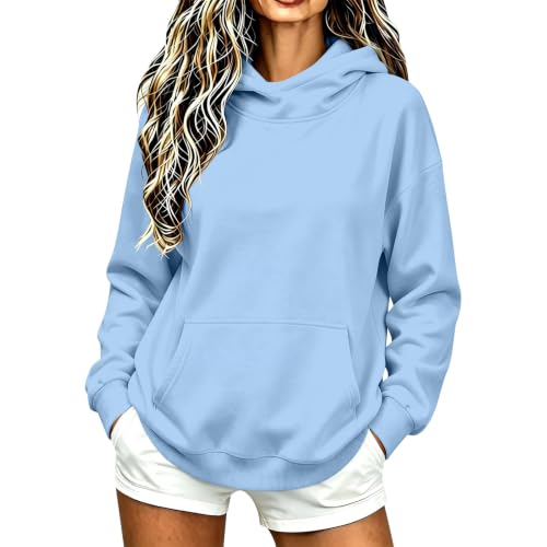 Funnel Neck Hoodie Women Oversized Mock Neck Sweatshirt Fall Outfit | Cotton Comfort Cute Oversized Hoodie, Fleece Fall Lightweight Comfy Kangaroo Pouch Hoodie,Drop Shoulder Long Sleeve Pullover - image 7