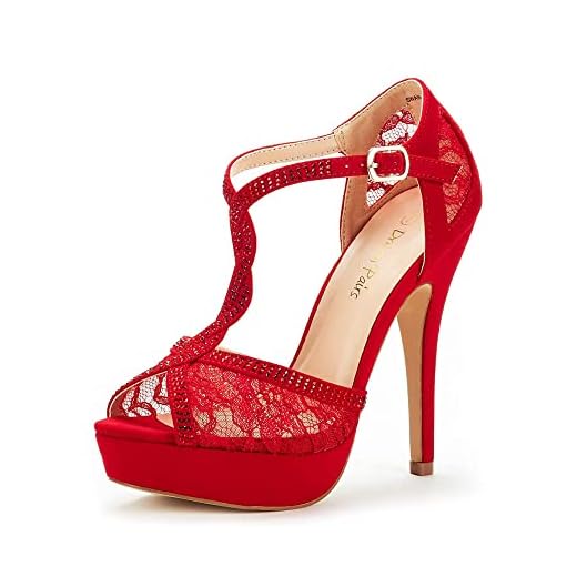 DREAM PAIRS Women's Swan-16 Red Fashion Stilettos Peep Toe Pump Heeled Sandals Size 7.5 B(M) US