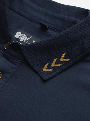Image of The Souled Store Official Top Gun: Classic Men and Boys Short Sleeve Collared Neck Navy Blue Cotton Oversized Polos