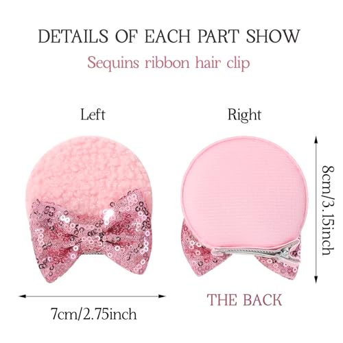 Choicbaby 12Pcs Baby Girl Clips Mouse Ears Clips Bows With Sequin Polka Dot Bow Baby Hair Clips Bows For Girls thumb #2
