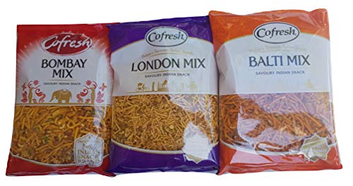 Indian Snacks Selection Bombay Balti London Mix 3 x 325g Large Bags Party Set Cofresh from Kingdom Supplies
