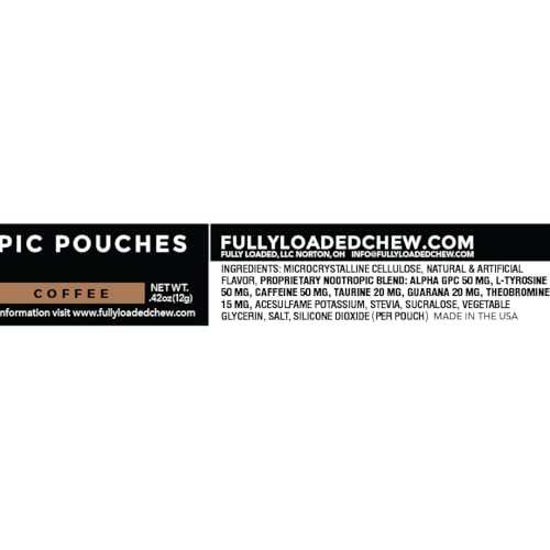 Image of Fully Loaded Alpha Fuel Nootropic Pouches (Coffee Fuel) - Nootropic Energy Pouches with Caffeine, Alpha GPC, Tyrosine, Taurine, Guarana and More