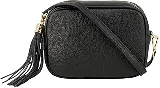 Montte Di Jinne - 100% Made in Italy - Soft Leather Women's Cross Body Shoulder Bag with Tassel key Ring