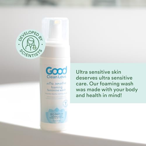 Image of Good Clean Love Ultra Sensitive Foaming pH-Balanced Feminine Wash, Gentle Vaginal Cleanser for Women with Natural Ingredients, Water-Based, Soothing Intimate Feminine Care, 5 Oz (2-Pack)