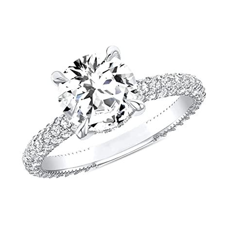 2 CT Round Cut Moissanite Engagement Ring White Gold & Sterling Silver Ring Solitaire With Accents Ring Wedding Ring Women's Ring Valentine Sale
