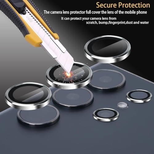 Image of Camera Lens Protector Compatible with Galaxy S24 Ultra | 9H Tempered Glass Camera Lens Guard | HD Clear Scratch Resistant Lens Cover | Case Friendly | Easy Installation Silver