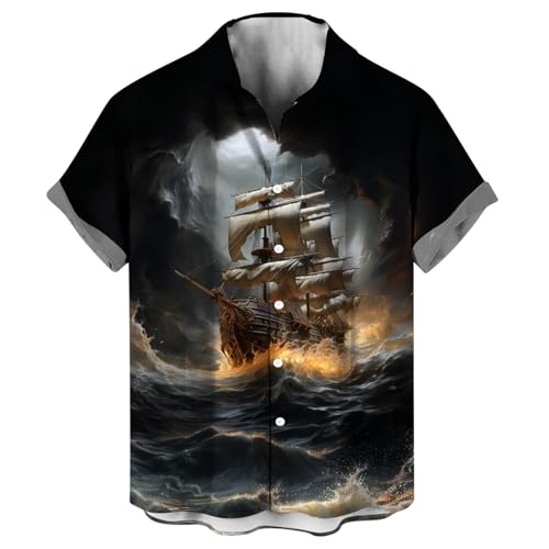 Amazon.com: LAOLIUSN Funny Pirate Hawaiian Shirt Pirate Ship