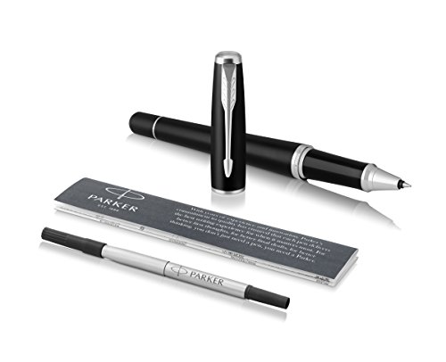 PARKER Urban Rollerball Pen, Muted Black with Chrome Trim with Fine Point Black Ink Refill, Gift Box (1931583)