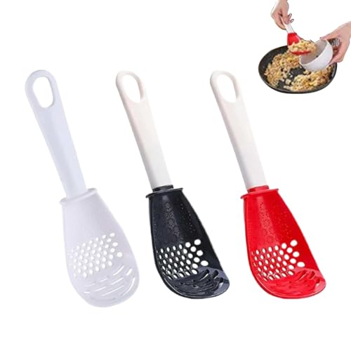Cucharas grandes para cocinar, 3 cucharas de cocina versátiles, herramienta de mano separadora de yema de huevo, rallador de ajo para comedor, hogar, apartamento, restaurante
