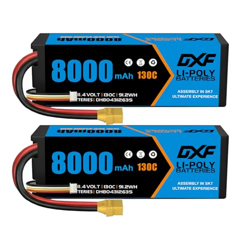 【 Massima potenza 130 C】Confezione da 2 batterie 3S HV 11,4 V 8000 mAh 130C Lipo con spina XT90 – capacità impressionante e scarica 130 C per un'azione RC veloce e potente – ideale per velocità e potenza imbattibili in ogni corsa RC – perfetto per auto radiocomandate 1:8 e 1:10