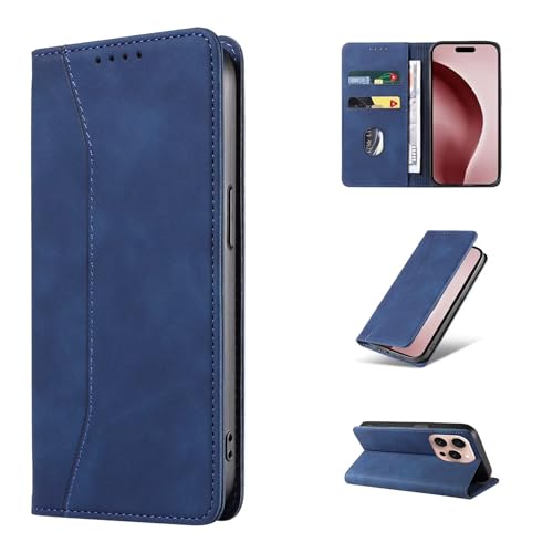 HAONANDE Funda Cuero para Vivo X50 Lite Tapa, Carcasa Flip Tipo Libro de Piel Cartera Folio Billetera Plegable Soporte Case con Ranura para Tarjeta, Magnética Azul