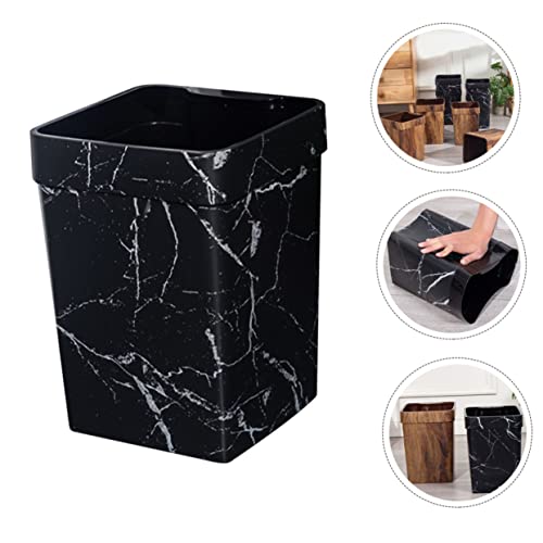 Image of Marble Trash Can Bathroom Trash Can Garbage Can Farmhouse Trash Square Waste Bin Trash Basket Black Bins Counter Trash Can Trash Bin Plastic Container Office Outdoor, 25.5X18.8CM