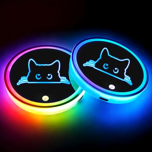 Luz LED Portavasos Vehicular Black Cat con Sensor Vibración miniatura 1