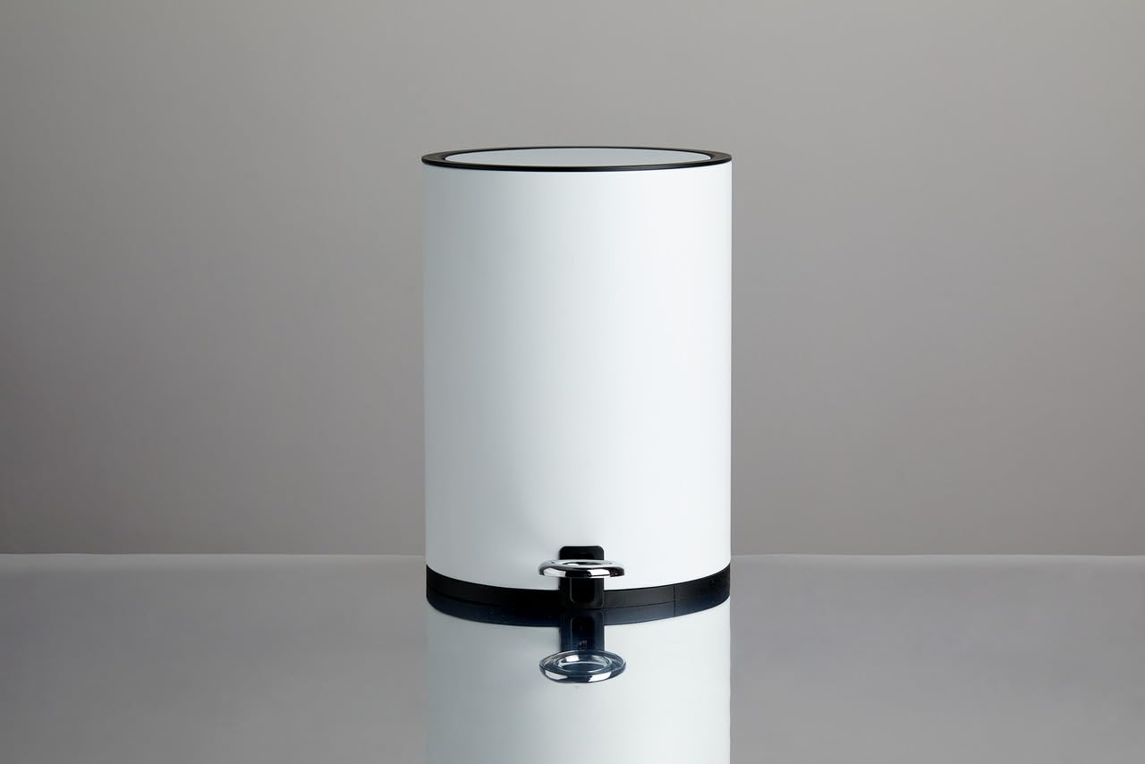 Wenko 22714100 Pattumiera a pedale Monza 3L in acciaio inox/PP/ABS, Bianco, 18.5 x 24.5 x 25.5 cm