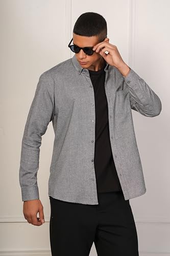 Image of Aatman Men's Eco-Friendly Cotton Shirt | Casual | Plain | Full Sleeve | Summer Regular Fit