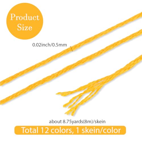 image for CABODYALS 12 Skeins 6 Strands Yellow Embroidery Floss Bulk Polyester C