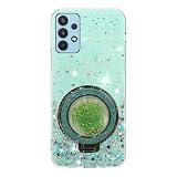 Rnrieyta Miagon Treibsand Ständer Hülle Glitzer für Samsung Galaxy A23 5G/4G,Cute Dünn Crystal Schutzhülle Weiches Bling Transparent Case Bumper mit Flüssig Halter Kickständer