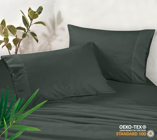 Image of Royale Linens Cooling Pillow Cases King Size Set of 2-100% Rayon Derived from Bamboo Cooling Pillowcase for Hot Sleepers - Soft & Silky Pillow Covers with Envelope Closure (Grey 20x40 Inches)