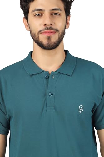 Image of Men's Regular Fit Polo Collar Half Sleeve T-Shirt Cotton Blend Polo T-Shirt Comfortable Lightweight Plain T-Shirt