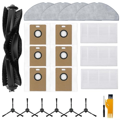 Emiif Vacuum Replacement Kit for Tapo RV30 Max Plus, RV30 Max, RV20 Max Plus, RV20 Max, 1 Main Brush+4 Mop Cloth+3 Filter+6 Dust Bag+6 Side Brush
