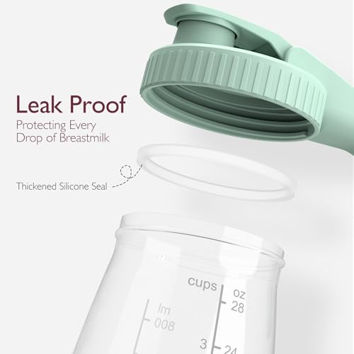 Image of Momcozy Breast Milk Pitcher, Glass Storage Container Wide Mouth, 32oz Green | Heat-resistant Glass, No Leak Sealing, Breastmilk Fridge Storage, Baby Formula Pitcher, Easy Clean, Multipurpose Use
