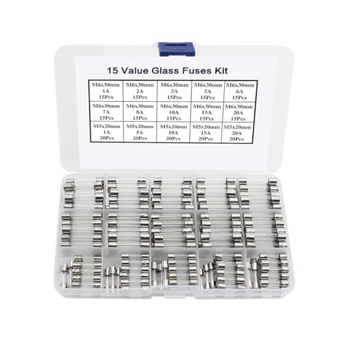 Fusibles en verre 6x30mm et 5x20mm assortis en coffret de 250 pièces pour protection électrique
