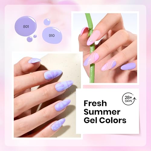 Image of beetles Purple Gel Polish Set - Floral Reverie Collection, Purple Pink Summer Colors Gel Trendy Colors Soak Off LED Nail Gel Manicure Kit for DIY at Home Salon