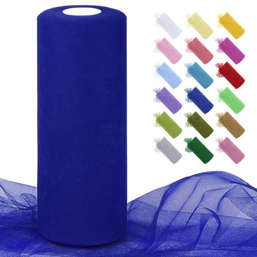 Uiopa Rouleau de Tulle Bleu Royal 30cm x 91m Tulle Mariage Polyester Maille Tissu Ruban Mariage pour Tutu Jupe, Emballage Cadeau, Deco Chaise, Deco Fête, Artisanat