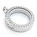 Jovivi 25mm Living Floating Memory Locket Necklace - 316 Surgical Stainless Steel Round Crystals Buckle Closure