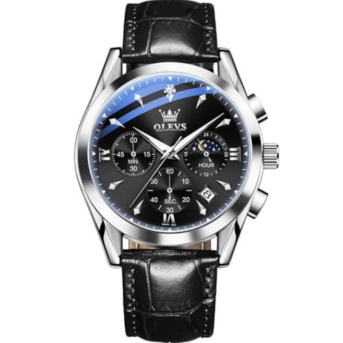 OLEVS �����Y�r���v ���U�[�X�g���b�v �A�i���O �N�H�[�c�E�H�b�` �t�@�b�V���� �r�b�O�_�C���� ���t �h���E�H�b�` �h���X���O�W���A���[ ���~�i�X�����Y�E�H�b�`, �u���b�N(Black Black), round, �����r���v�B