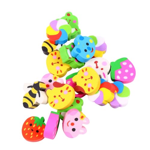 Lurrose 50個 創意フルーツ形状のミニ消しゴム 用かわいいキャラクター消しゴム 学生向け軽量で使いやすい筆記用具 教室やオフィスにな耐久