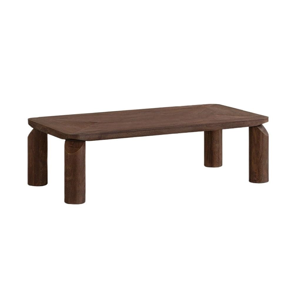 ZTHYSHOZ Side Table Dark Wood Coffee Table Thick Top Cylindrical Legs Modern Rustic Design