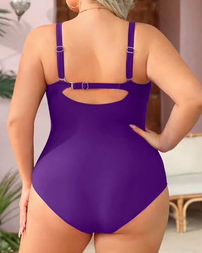 Image of Aqua Eve Womens Plus Size One Piece Swimsuit- Tummy Control Bathing Suit Full Coverage Swimwear